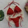 Solid Color Strap Bikini Ladies Split Swimsuit Sexy Bright Swimsuit Beach Bikini